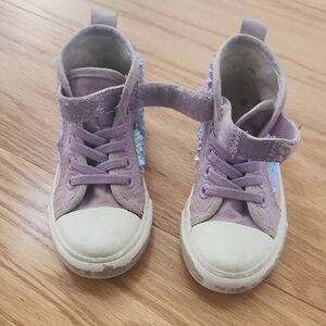 Toddler Lavender Sequin High Top Sneakers Size 7